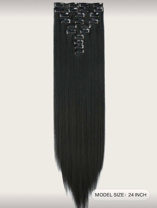 Salon-Grade Heat-Resistant Fibre Extensions – 24” (12pcs)