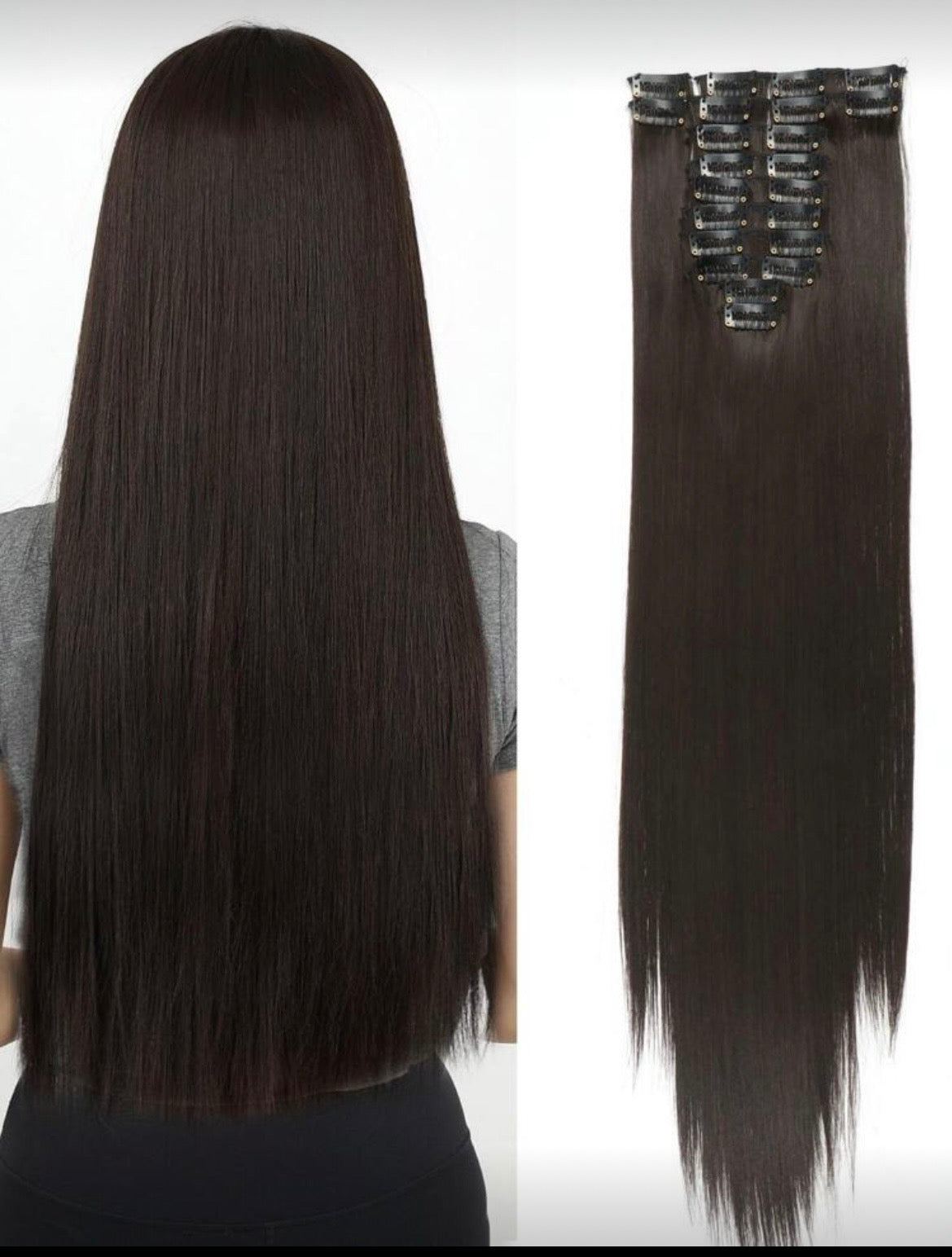 Salon-Grade Heat-Resistant Fibre Extensions – 24” (12pcs)
